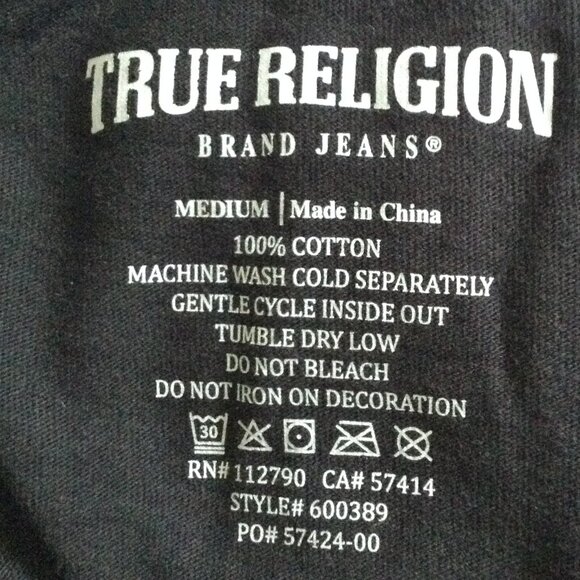 NWT True Religion "M" Black Tee; Skater, Indie, Whimsigoth, Steampunk Chic, Cool - Picture 3 of 5